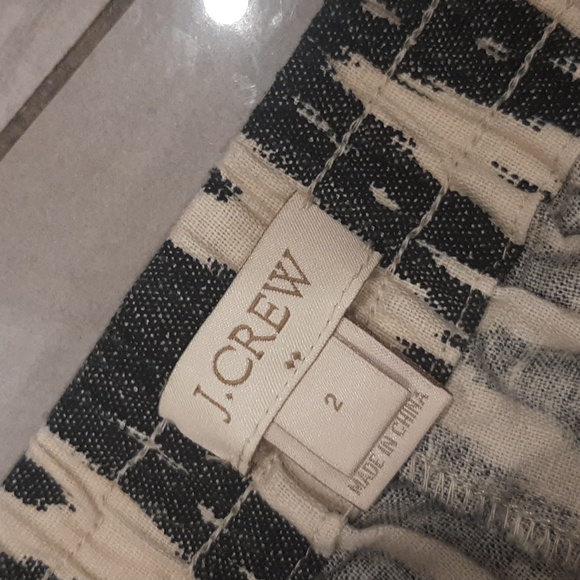 J. Crew - Cropped Linen Drawstring Pants - Ikat Aztec Print - Size 2 - Picture 3 of 5